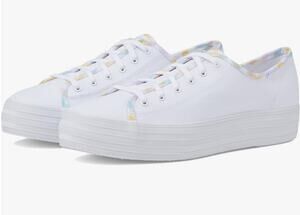 Keds Womens Triple Kick Canvas Sneaker Size 7 White Multicolor Metallic NIB